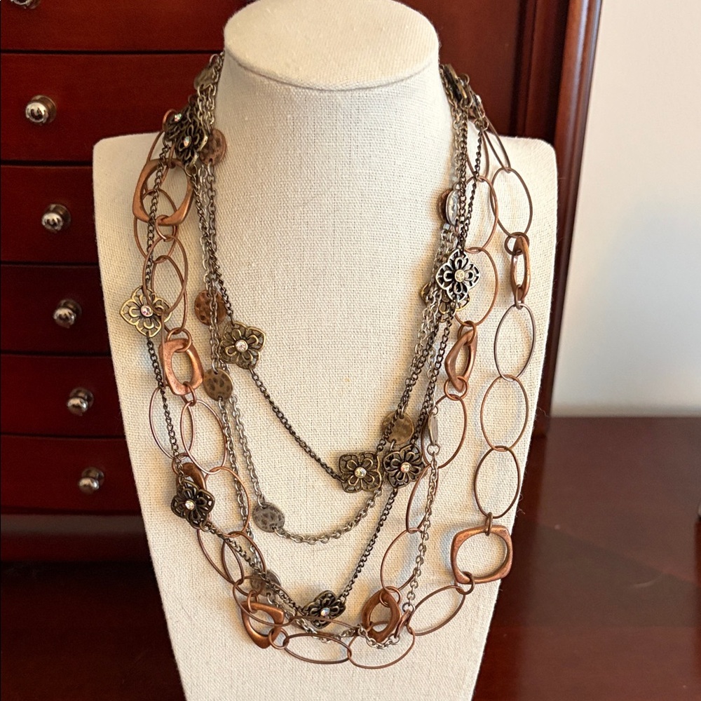 Set of 3 Premier Designs Long Mixed Metal Necklaces #415